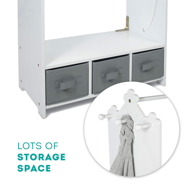 Budget friendly milliard dress up storage kids costume organizer center open hanging armoire closet unit furniture for dramatic play with mirror baskets and hooks