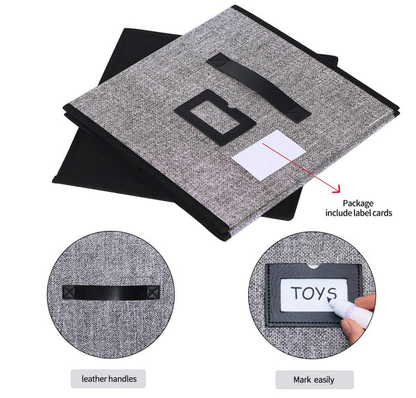 Top onlyeasy foldable cloth storage bins cubes box set of 6 home closet cubby bookcase nursery drawers organizers with label holders and dual leather handles 12x12x12 inch linen like black 7mxab06plp