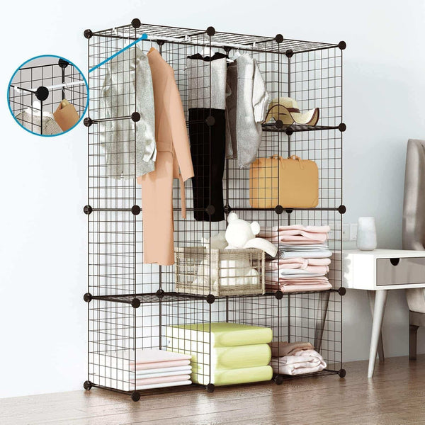 Amazon tespo wire cube storage shelves book shelf metal bookcase shelving closet organization system diy modular grid cabinet 12 cubes
