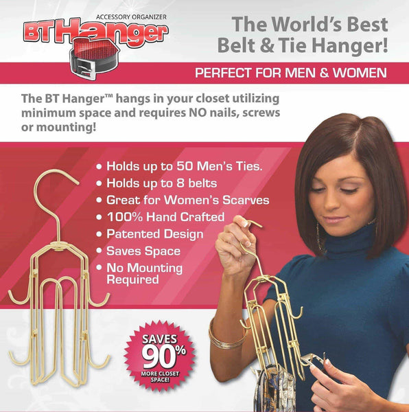 Discover the bt hanger tie rack tie holder tie hanger belt hook hangers in a closet organizer with non wood racks hold ties bow tie for men and mens belts and hanging accessories by rotating swiveling hooks