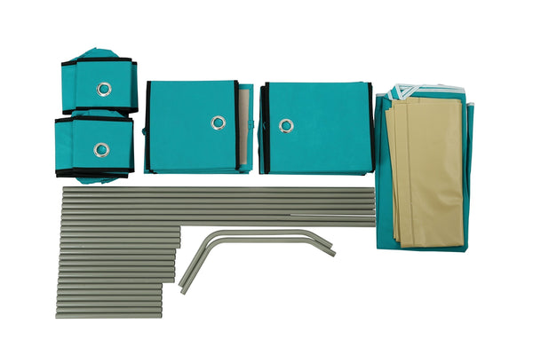 On amazon homebi multi bin storage shelf 11 drawers storage chest linen organizer closet cabinet with zipper covered foldable fabric bins and sturdy metal shelf frame in turquoise 31w x12 dx32h
