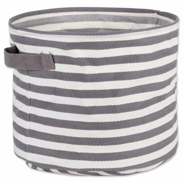 Storage dii fabric round room nurseries closets everyday storage needs asst set of 3 gray stripe laundry bin assorted sizes