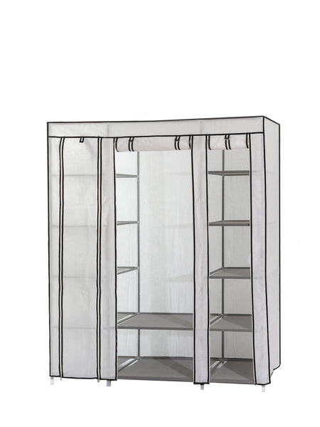 On amazon dream palace portable fabric wardrobe with shelves covered closet rack with bonus sock organizer hanger pack extra wide 59 white