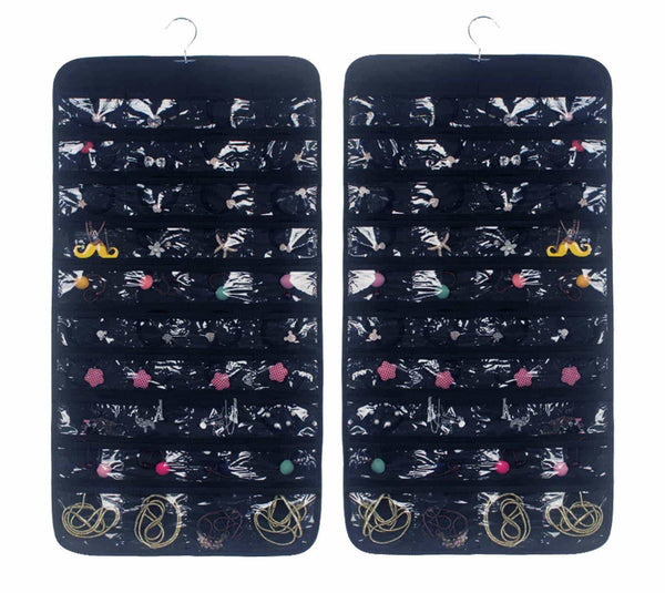 Storage aarainbow 6 packs hanging plastic jewelry organizer bag 80 pockets dual sided non woven transparent foldable organizers and storage for closet nightstand drawer women girl 6 black