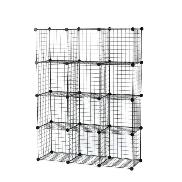 Select nice unicoo multi use diy 12 cube wire grid organizer bookcase bookshelf storage cabinet wardrobe closet toy organizer wire cube storage black wire