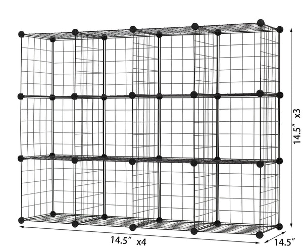 Discover the finnhomy 12 storage cubes multi use diy wire grid organizer closet organizer shelf cabinet wire grids panels garage storage rack sets shelving units for books plants toys shoes clothes black