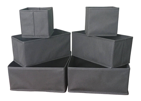 Heavy duty sodynee foldable cloth storage box closet dresser drawer organizer cube basket bins containers divider with drawers for underwear bras socks ties scarves 6 pack black
