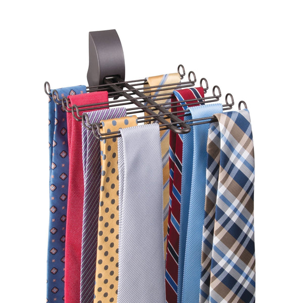 Select nice mdesign wall mount tie and belt rack organizer for closet storage bronze