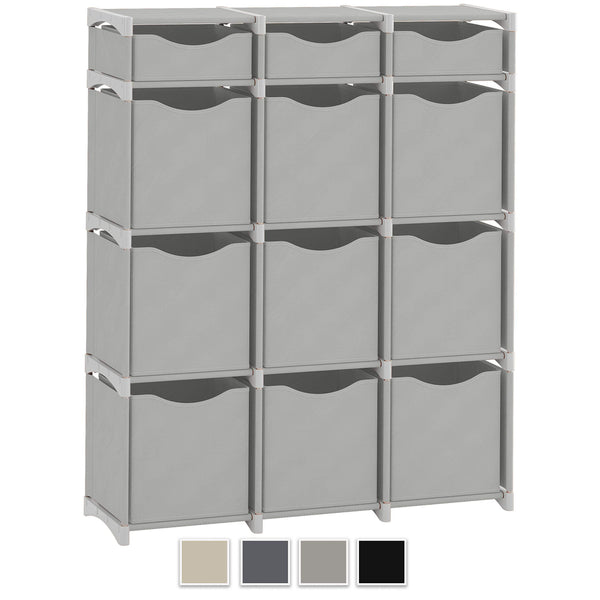 Heavy duty 12 cube organizer set of storage cubes included diy cubby organizer bins cube shelves ladder storage unit shelf closet organizer for bedroom playroom livingroom office light grey
