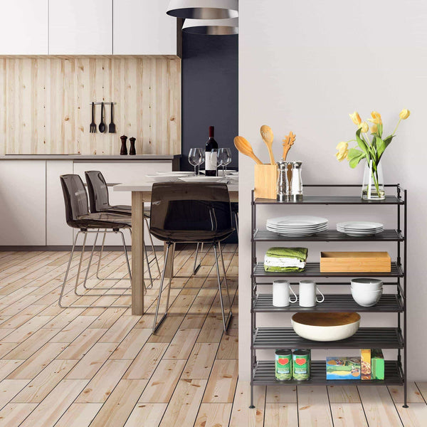 Organize with seville classics 3 tier stackable 9 pair woodgrain resin slat shelf sturdy metal frame shoe storage rack organizer 2 pack perfect for bedroom closet entryway dorm room espresso