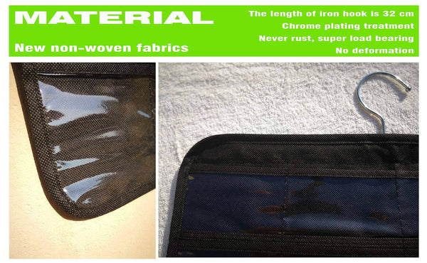 Shop here aarainbow 6 packs hanging plastic jewelry organizer bag 80 pockets dual sided non woven transparent foldable organizers and storage for closet nightstand drawer women girl 6 black