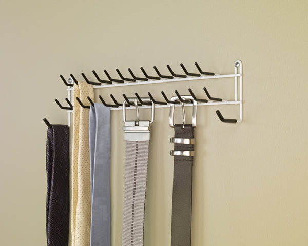 Heavy duty closetmaid 8051 tie and belt rack white