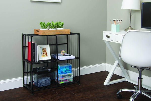 Get flipshelf flipcube folding metal cube organizer small space solution no assembly home closet bathroom and office shelving black 4 cube organizer