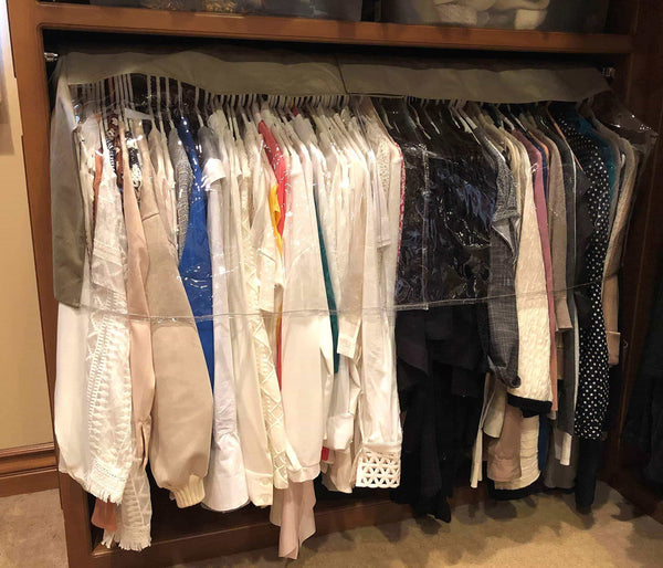 Save garment cover for closet rod and portable clothing rack shoulder dust cover protect your wardrobe in style adjustable to fit 20 to 36 long 6 pack