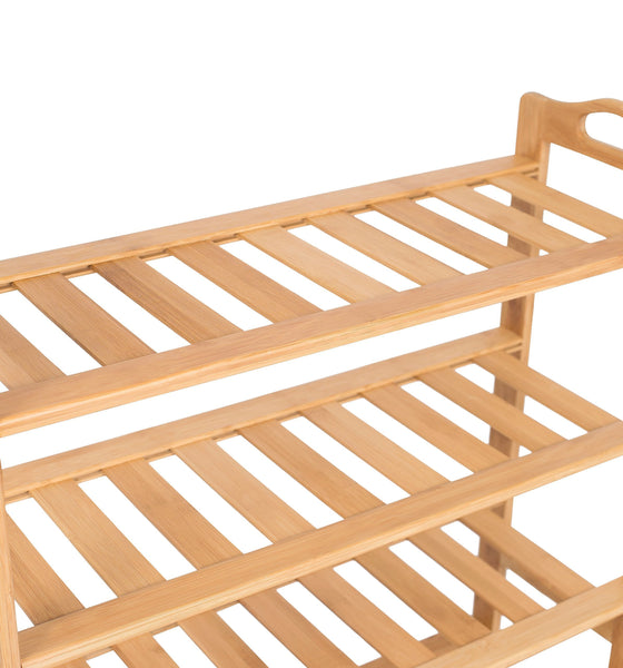 Get birdrock home free standing bamboo shoe rack with handles 6 tier wood closets and entryway organizer fits 18 pairs of shoes