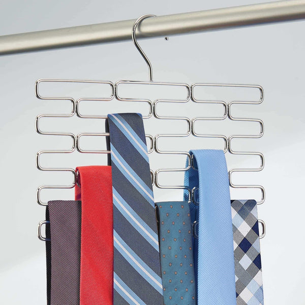 Online shopping mdesign metal closet over rod hanging clothing and accessory organizer for scarves wraps tights ties snag free design 23 sections modern geometric wire design 2 pack chrome