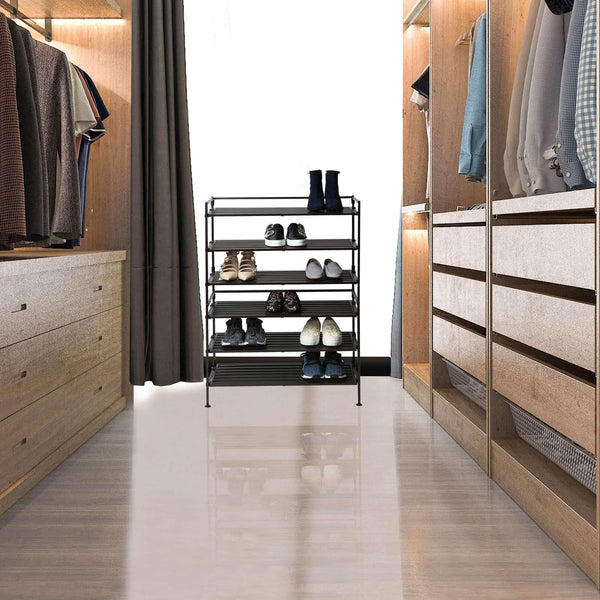 Products seville classics 3 tier stackable 9 pair woodgrain resin slat shelf sturdy metal frame shoe storage rack organizer 2 pack perfect for bedroom closet entryway dorm room espresso
