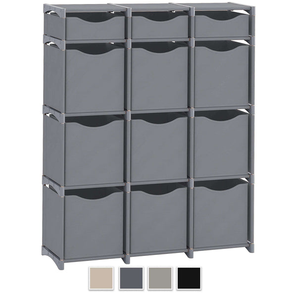 Budget neaterize 12 cube organizer set of storage cubes included diy cubby organizer bins cube shelves ladder storage unit shelf closet organizer for bedroom playroom livingroom office grey