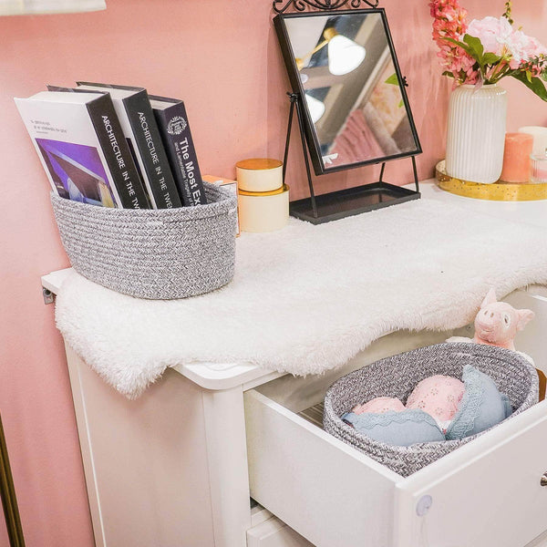 Cheap goodpick cute cotton rope basket dresser baskets drawer baskets organizer nursery closet storage foldable cloth storage box underwear organizer drawer divider 12 7 5 set of 2