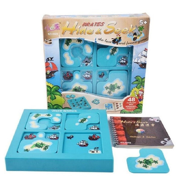 Pirates Hide&Seek IQ Board Games 48 Challenge With Solution Book Smart IQ Toys For Children Party Games Family Interactive Toys