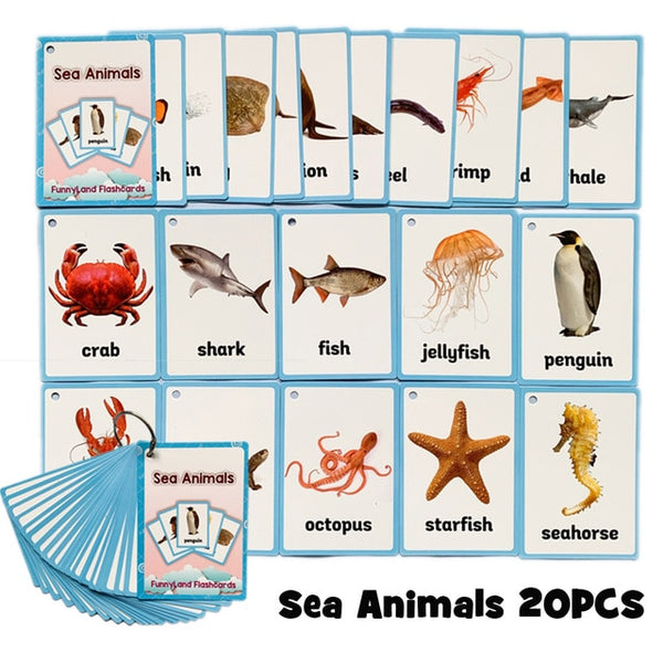18Pcs/Set Farm Animals Kids Montessori Learning English Card Word Card Pocket Flash Card Early Educational Toys For Children