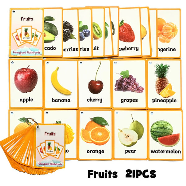 18Pcs/Set Farm Animals Kids Montessori Learning English Card Word Card Pocket Flash Card Early Educational Toys For Children