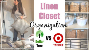 Organize With Me and see if dollar tree or Target organization bins are better for your space! Linen Closet Organization and declutter