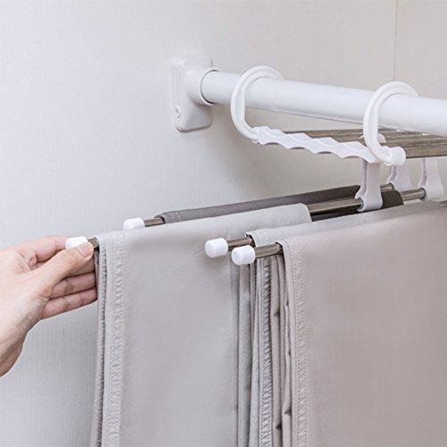 Budget friendly isue set of 2pcs 5 in 1 portable stainless steel clothes pants hangers closet storage organizer for pants jeans hanging 13 38 x 7 2in