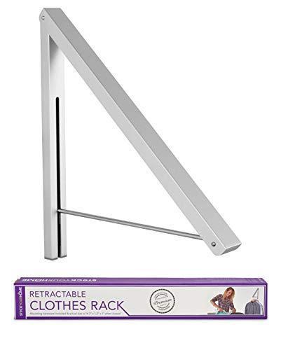 Save stock your home folding clothes hanger wall mounted retractable clothes drying rack laundry room closet storage organization aluminum easy installation silver