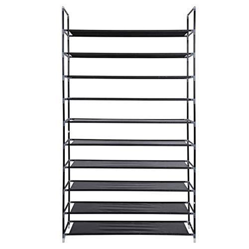 Exclusive meevrie 10 tiers shoe racks space saving non woven fabric shoe storage organizer cabinet tower for bedroom entryway hallway and closet black