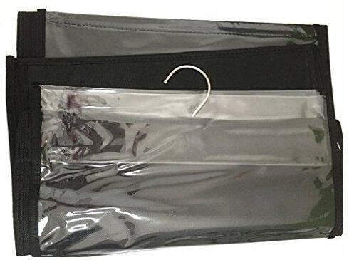 Amazon 6 pockets hanging closet organizer clear easy accees anti dust cover handbag purse holder storage bag collection shoes clothes space saver bag with a hanging hook black