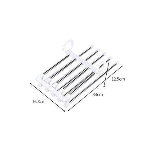 Discover isue set of 2pcs 5 in 1 portable stainless steel clothes pants hangers closet storage organizer for pants jeans hanging 13 38 x 7 2in