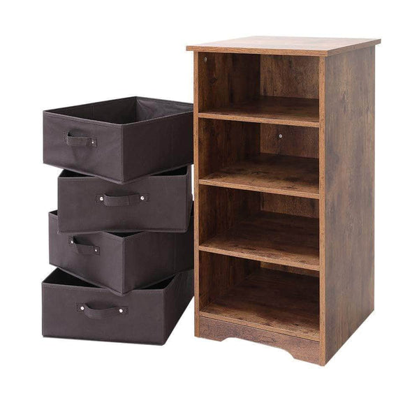 Get iwell wooden dresser storage tower with removable 4 drawer chest storage organizer dresser for small rooms living room bedroom closet hallway rustic brown sng004f