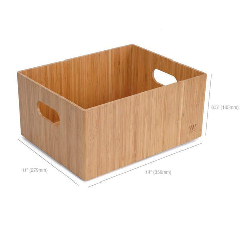 Budget friendly mobilevision bamboo storage box 14x11x 6 5 durable bin w handles stackable for toys bedding clothes baby essentials arts crafts closet office shelf