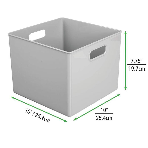 Try mdesign plastic home storage organizer bin for cube furniture shelving in office entryway closet cabinet bedroom laundry room nursery kids toy room 10 x 10 x 8 4 pack gray
