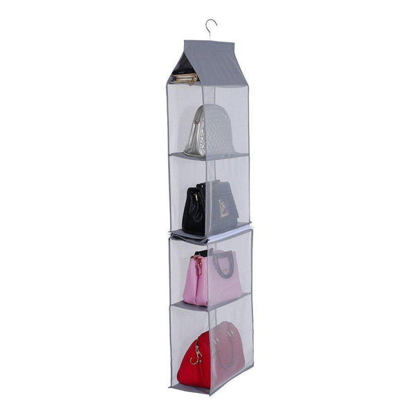 Select nice kingto detachable hanging handbag organizer 4 slot 2 in 1 dustproof foldable sundry wardrobe closet space saving organizers system for living room bedroom home usegrey