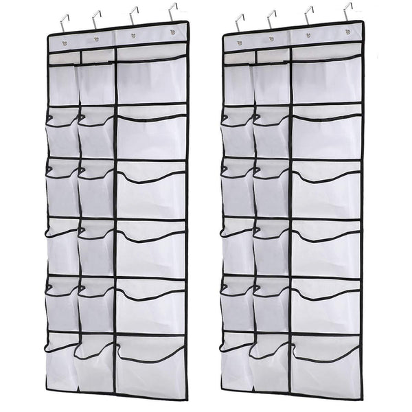 Discover the kootek 2 pack over the door shoe organizers 12 mesh pockets 6 large mesh storage various compartments hanging shoe organizer with 8 hooks shoes holder for closet bedroom white 59 x 21 6 inch