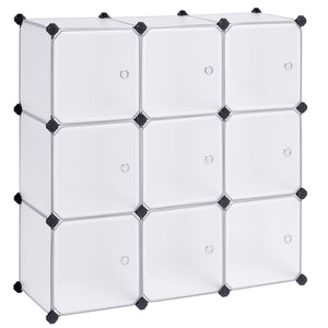 Discover the songmics cube storage organizer 9 cube diy plastic closet cabinet modular bookcase storage shelving with doors for bedroom living room office 36 7 l x 12 2 w x 36 7 h inches white ulpc116wsv1