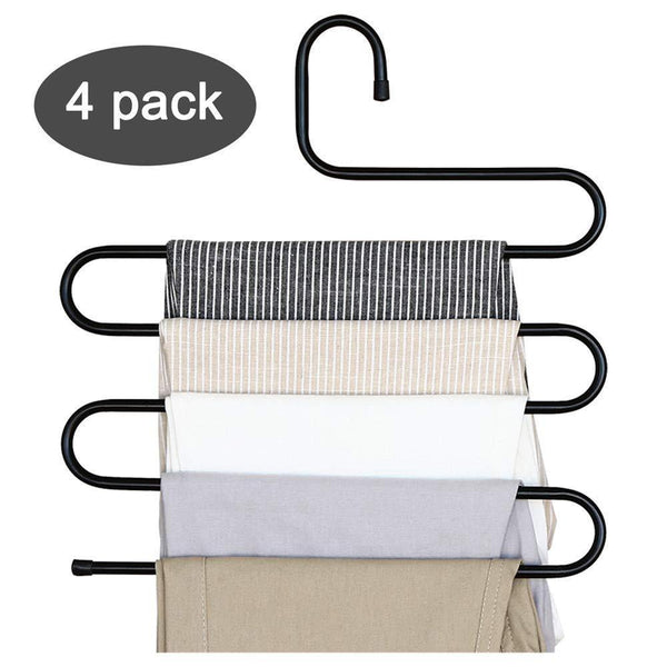 Budget friendly ds pants hanger multi layer s style jeans trouser hanger closet organize storage stainless steel rack space saver for tie scarf shock jeans towel clothes 4 pack 1