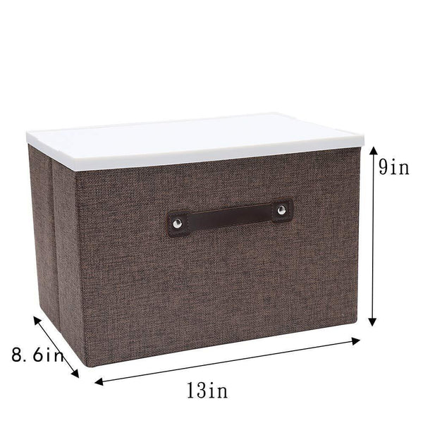 Top rated dmjwn foldable cloth storage tool box bin storage basket lid collapsible linen and handles organizer bins single handle for home closet office car boot brown