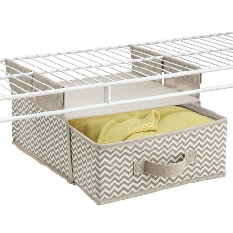 Online shopping mdesign soft fabric over closet shelving hanging storage organizer with removable drawer for closets in bedrooms hallway entryway mudroom chevron zig zag print with solid trim taupe natural