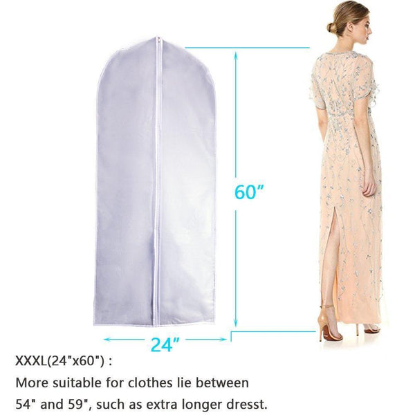 Latest eanxo garment bag for storage 60 inch lightweight clear white peva breathable winter coats bags set of 6 with study full zipper for long dress clothes storage closet