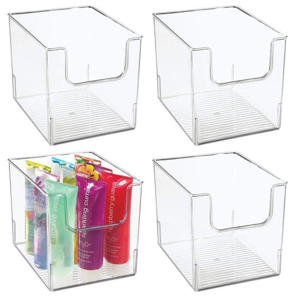 Order now mdesign plastic open front bathroom storage organizer basket bin for cabinets shelves countertops bedroom kitchen laundry room closet garage 8 wide 4 pack clear