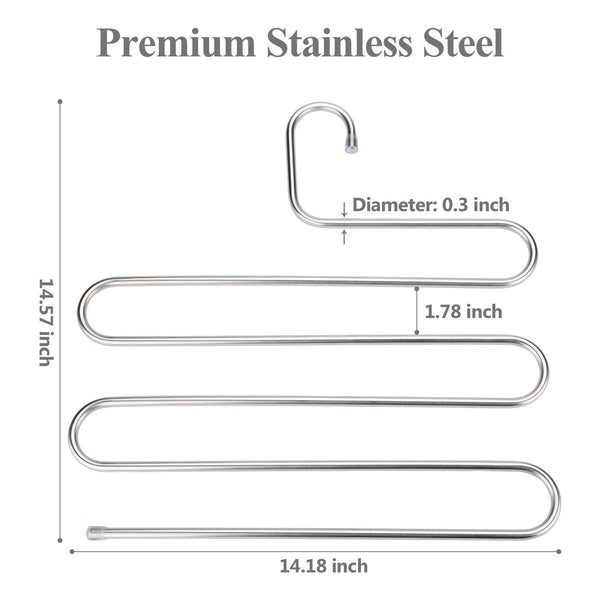 Buy trusber stainless steel pants hangers s shape metal clothes racks with 5 layers for closet organization space saving for pants jeans trousers scarfs durable and no distortion silver pack of 5