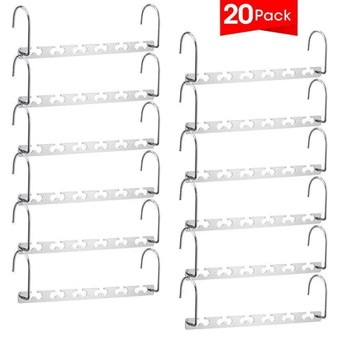 Selection meetu space saving hangers wonder multifunctional clothes hangers stainless steel 6x2 slots magic hanger cascading hanger updated hook design closet organizer hanger pack of 20