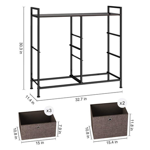 New langria faux linen wide dresser storage tower with 5 easy pull drawer and handles sturdy metal frame and wooden table organizer unit for guest dorm room closet hallway office area dark brown