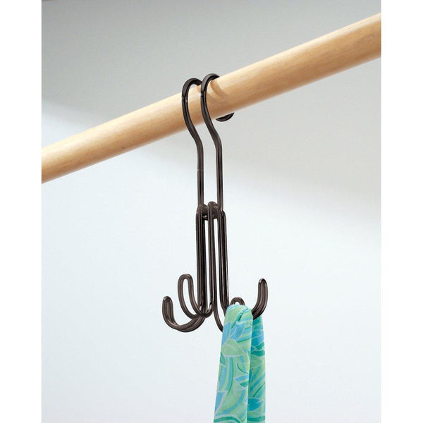 Heavy duty interdesign classico over the rod closet accessory organizer for ties belts handbags fashion jewelry 4 hooks bronze