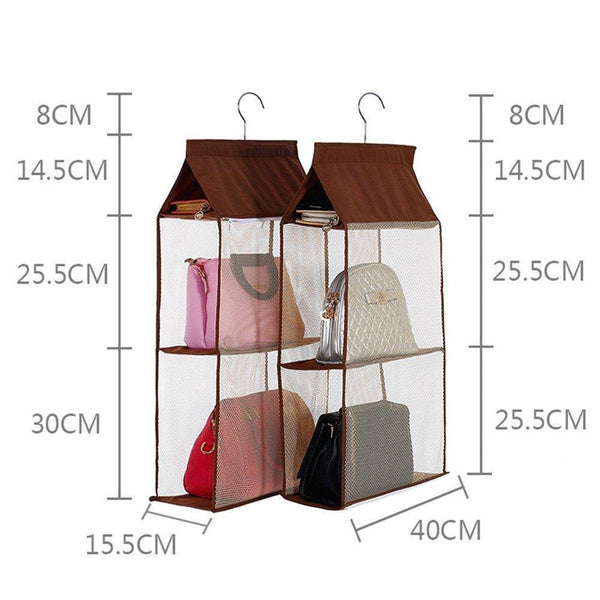 Save kingto detachable hanging handbag organizer 4 slot 2 in 1 dustproof foldable sundry wardrobe closet space saving organizers system for living room bedroom home usegrey