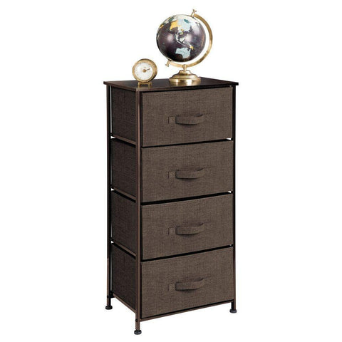 Latest mdesign vertical dresser storage tower sturdy steel frame wood top easy pull fabric bins organizer unit for bedroom hallway entryway closets textured print 4 drawers espresso brown