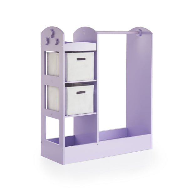 Best guidecraft see and store dress up center lavender pretend play storage closet with mirror shelves armoire for kids with bottom tray costume storage dresser